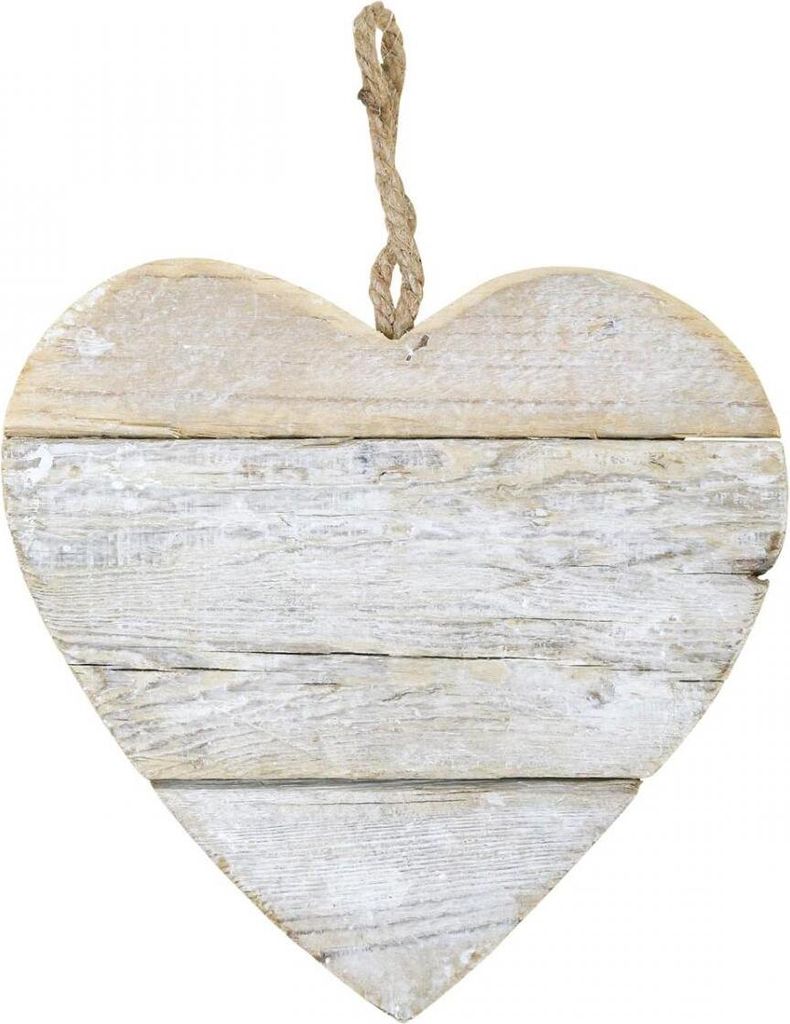 Holz Herz Weiß Shabby Chic Deko Hängend Landhaus 20cm