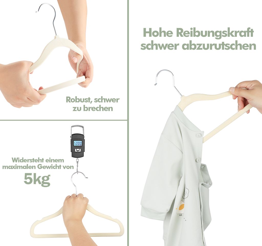 Kinderkleiderbügel mit Samtbezug, 20 Stück Samt Produktbild 4