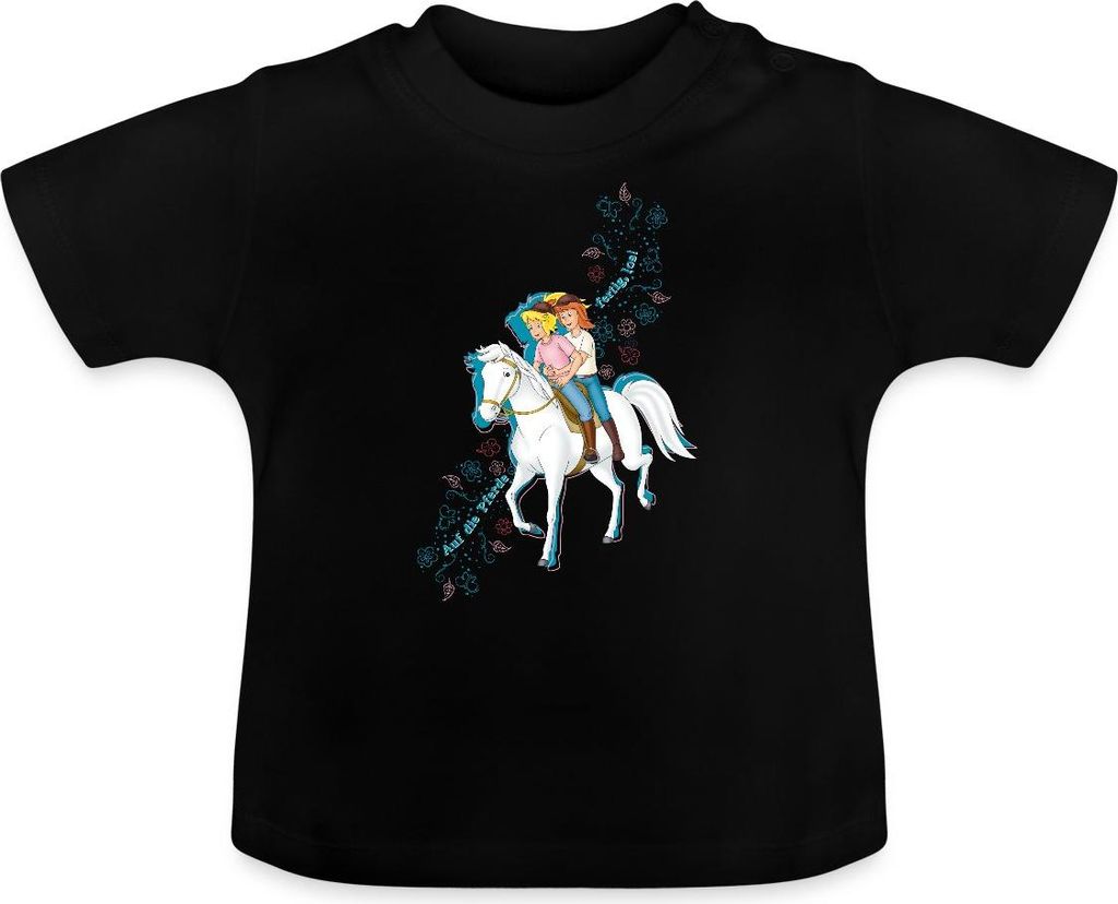 Spreadshirt Bibi Und Tina Auf Die Pferde Fertig Los Baby Bio-T-Shirt mit Rundhals, 18-24 Monate, Schwarz