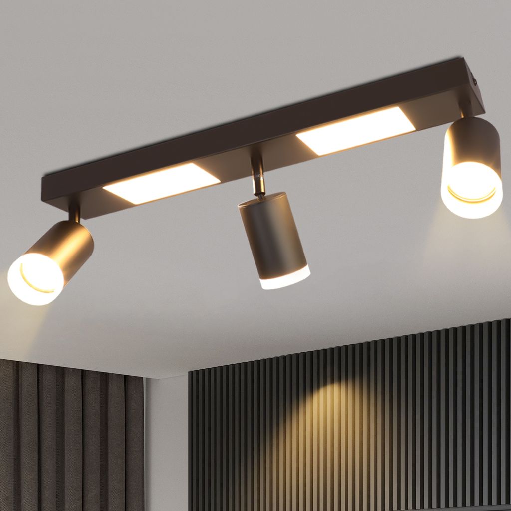ZMH Deckenleuchte Led Deckenspot 3 Flammig GU10 - Schlafzimmerlampe 3000k Schwarz Küchenlampe 20W Deckenstrahler Schwenkbar Flurlampe Metall