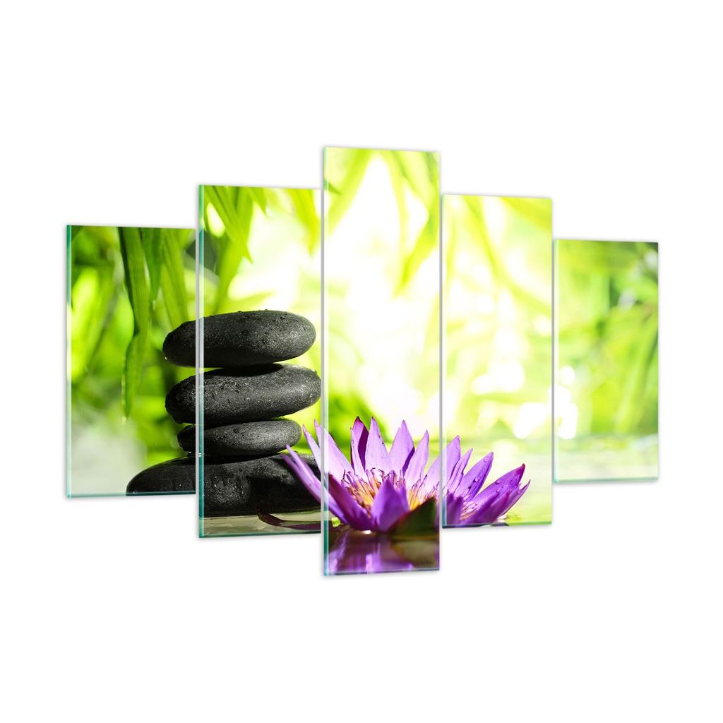 Bilder auf glas - Spa bambus blume wasser - 150x100cm - Glasbilder - Wandbilder - Kunstdruck - zum Aufhängen bereit - Wanddekoration aus Glas - Gl...