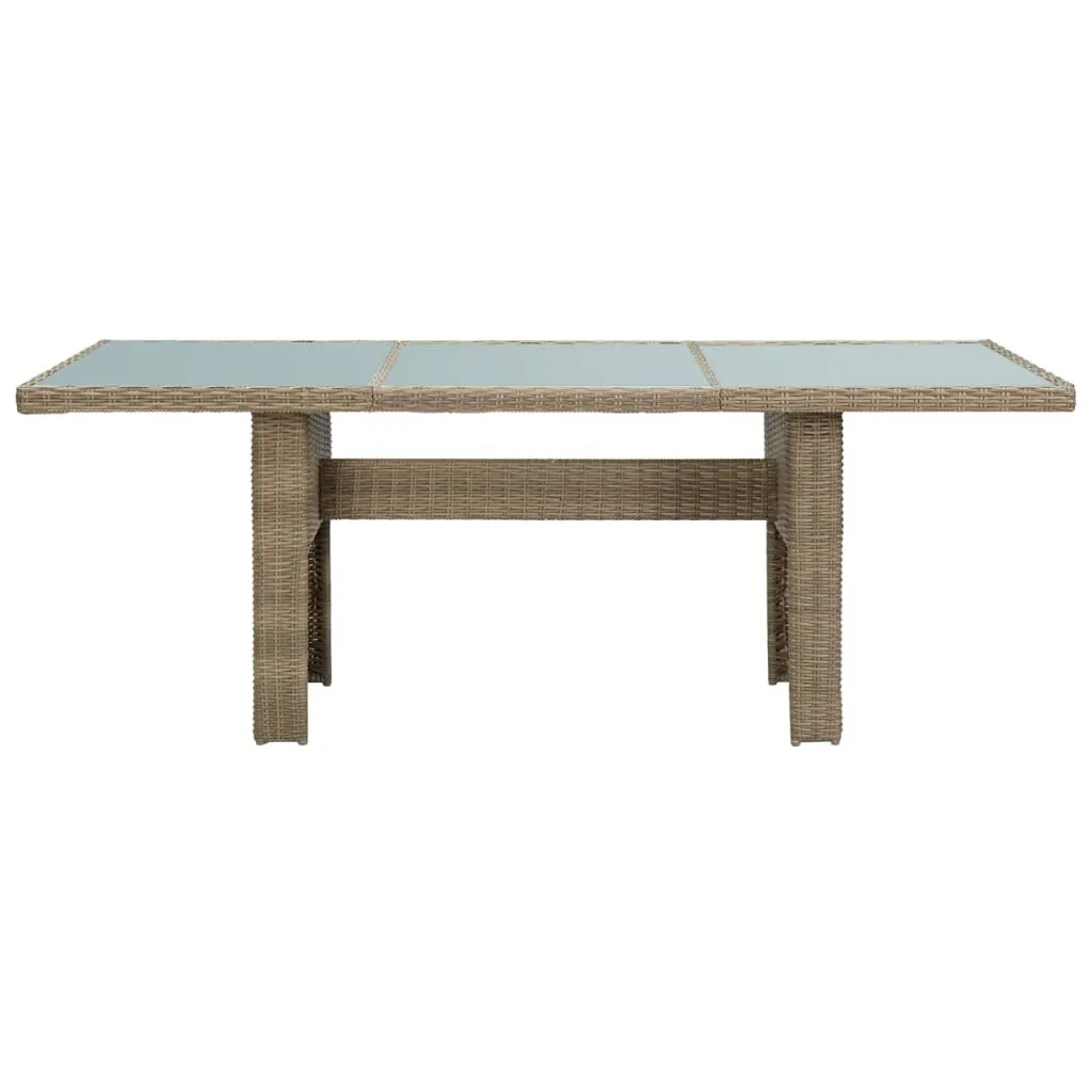 Table extérieure durable 200x100 cm sans entretien en poly rotin brun