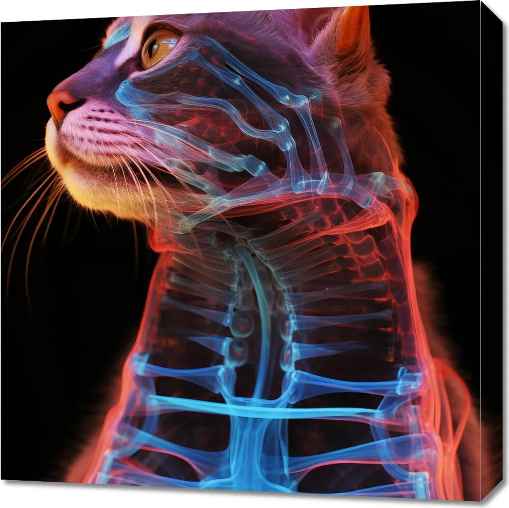 Quadro Gatto Anatomia 60x60 - Decorazione Parete per Amanti Gatti