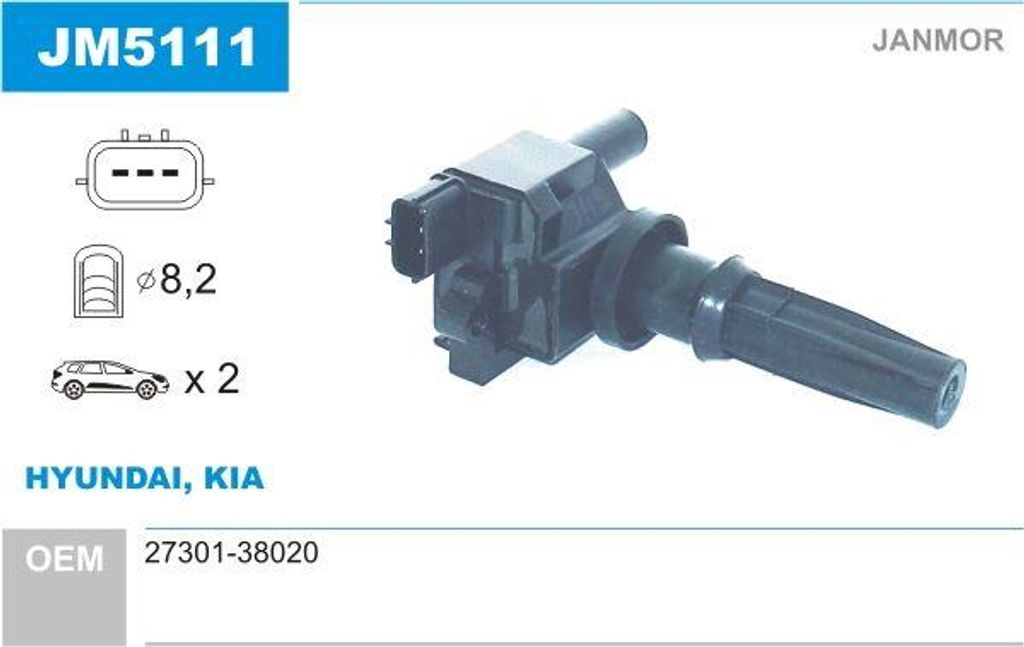 JANMOR JM5111 Zündspule OE 2730138020 kompatibel mit Sorento, Magentis, Tucson, Trajet, Sonata, Santa Fe