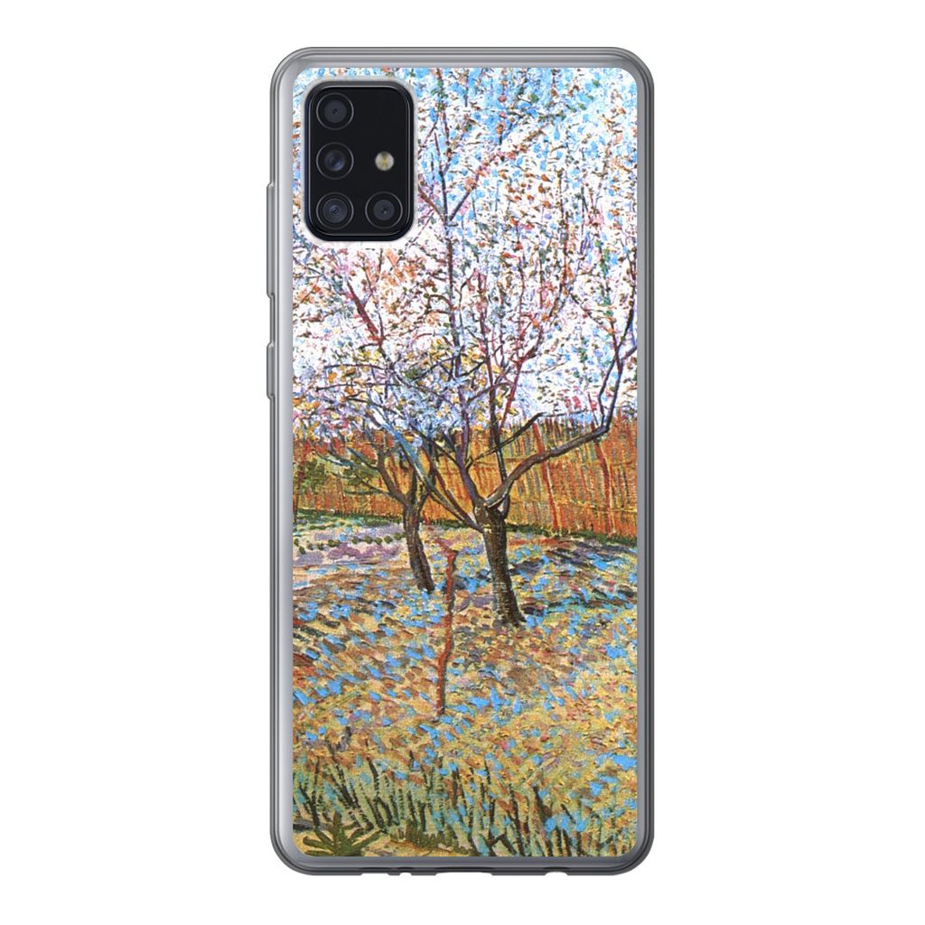 MuchoWow Handyhülle Schutzhülle Hülle für Samsung Galaxy A52 5G Blühender Pfirsichbaum - Vincent van Gogh Silikon Softcase Handy Hülle - Um...