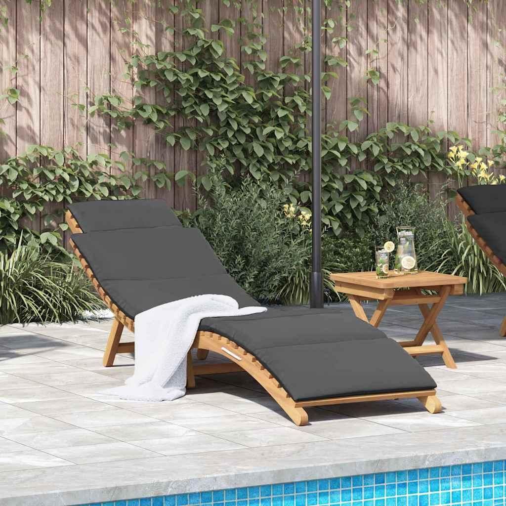 Eleganten-Stil Sonnenliege Dunkelgrau 188 x 55 x 59 cm Teak-Massivholz Gartenliegen DE825123