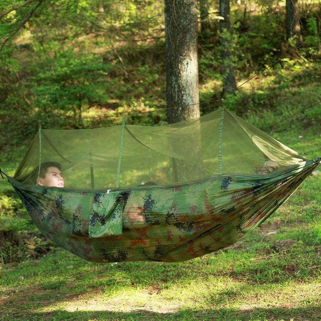 2 Personen Camping Hängematte mit Moskito Netz und 260x140cm Zeltplane 300kg 