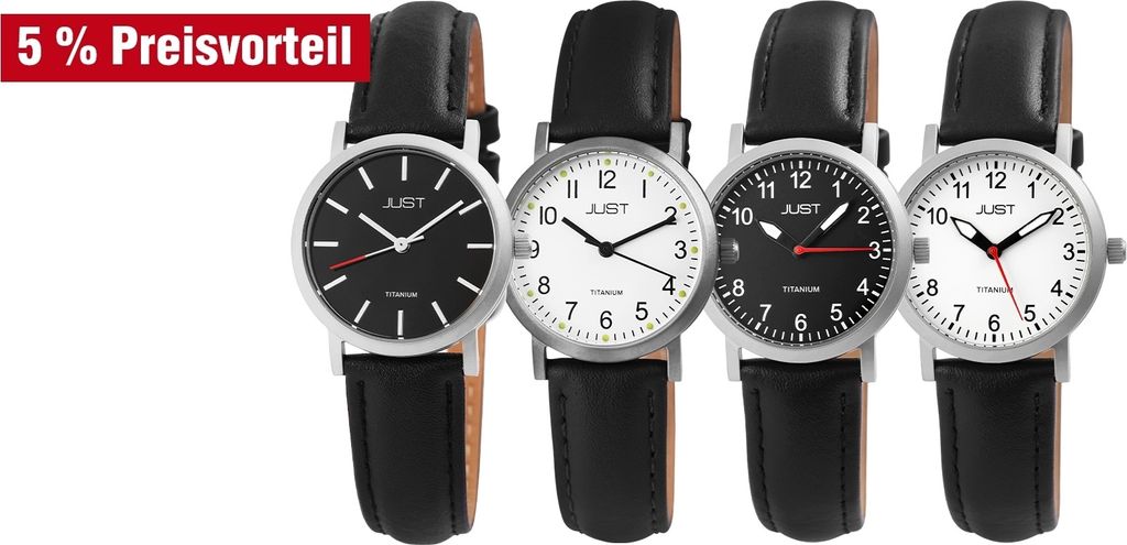 Just Titan Damenuhr mit Echtlederarmband, 5 ATM