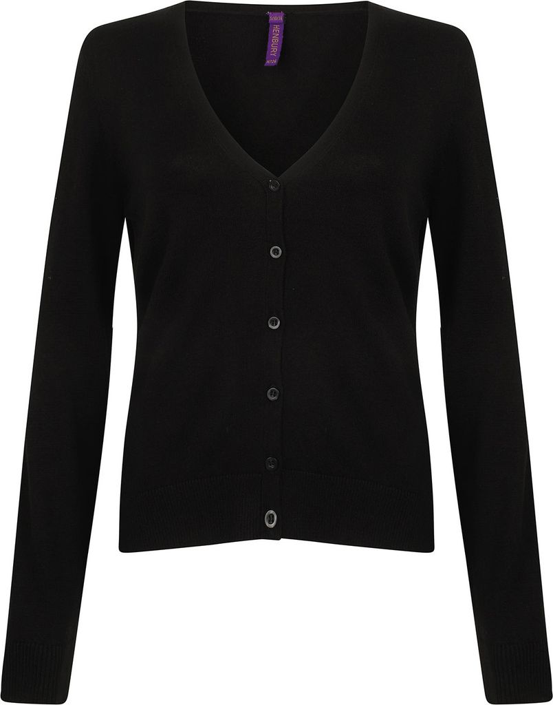 Henbury - Strickjacke V-Ausschnitt für Damen PC6150 (42 DE) (Schwarz)