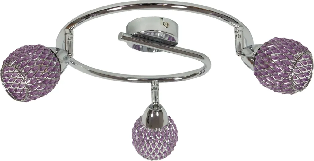 Grand plafonnier en cristal violet avec finition chrome chic 64x64 cm