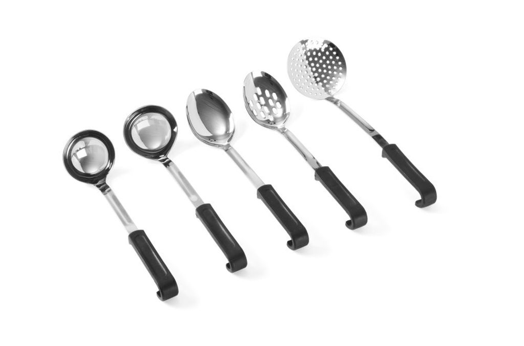 Runder Passierlöffel aus Edelstahl 370mm lang - Hendi 529041