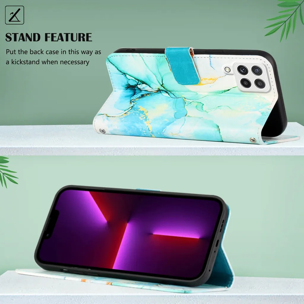 HONLEN Custodia per Samsung Galaxy A13 4G Cover, (6.6 Inches) Premium PU Pelle Wallet Magnetica Flip Case con Stampata Mandala, 3 Slot Schede, Stand Cover