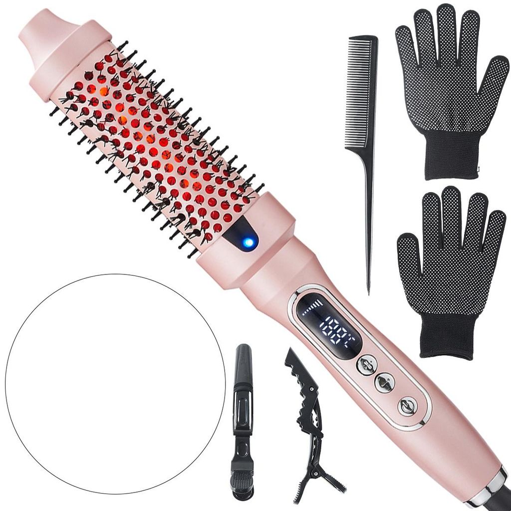 38mm Heißluftbürste ,200°C Rundbürste, 3-in-1Lockenstäbe, leicht & tragbar, für Anfänger, Dualspannung, für Glätten, Locken & Styling