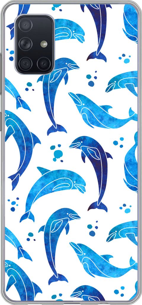 MuchoWow Handyhülle Schutzhülle Hülle für Telefoonhoesje Samsung Galaxy A71 Mädchen - Delphin - Tiere - Muster - Mädchen - Kinder - Kinder ...