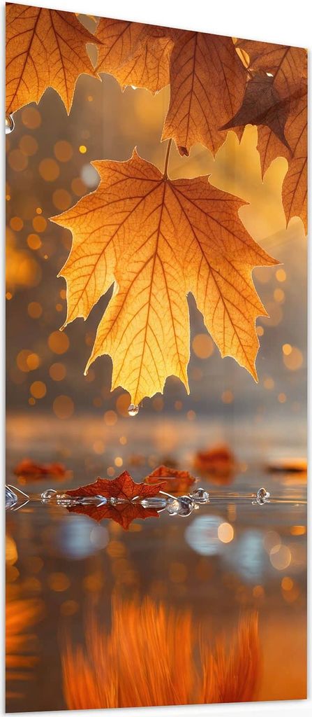 Glasbild 60x120cm in XXL für Wohnzimmer, Schlafzimmer Motiv Herbstliche Blätter