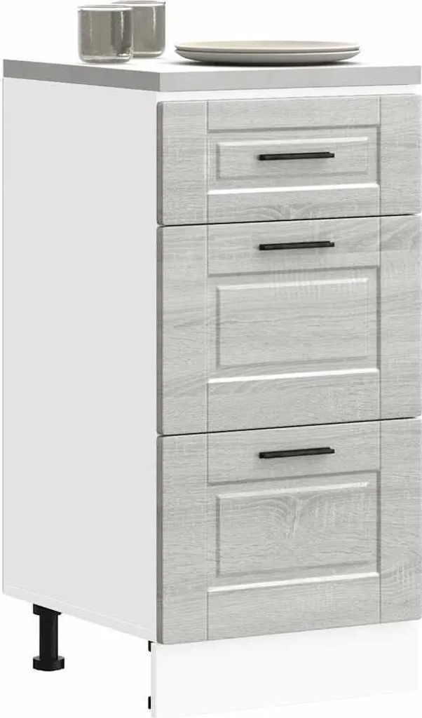 Modulo Cucina Porto Grey Sonoma 60cm: Base in Legno per Progetti Contract - 2