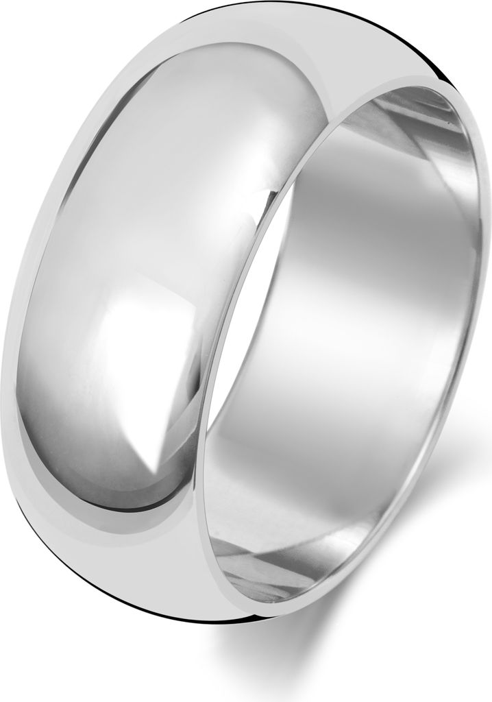 Schwerer 9 Karat (375) Weißgold 8mm D-Form Herren/Damen - Trauring/Ehering/Hochzeitsring, 65 (20.7); TRS190029KWRSW
