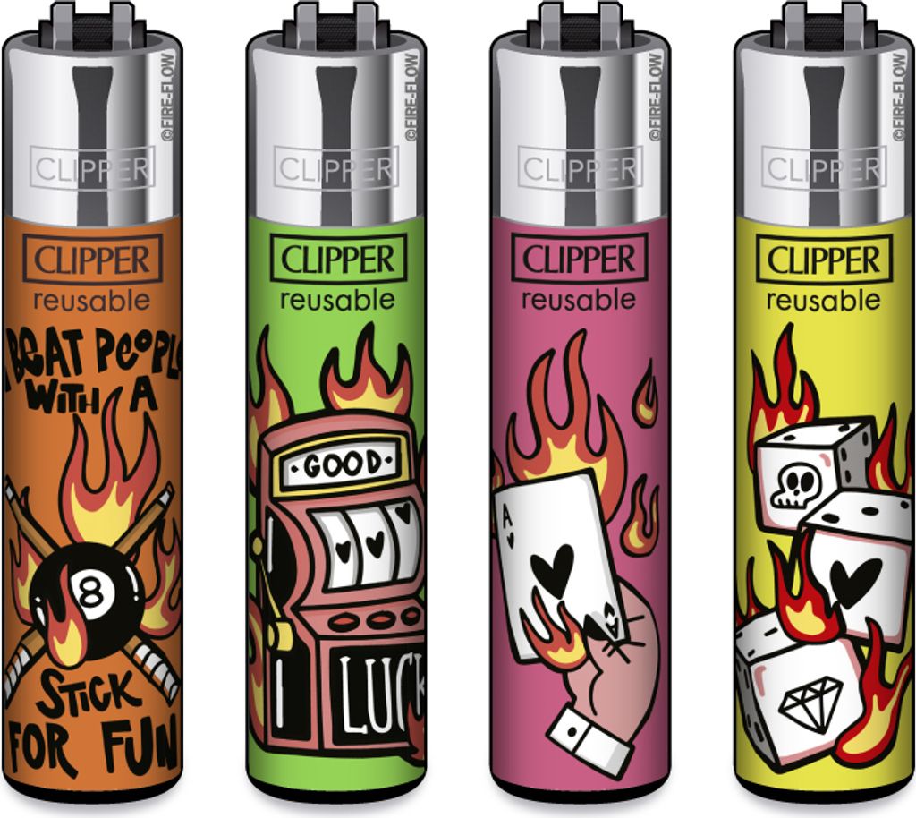 Clipper Feuerzeuge 4er Set – Fourtwenty Design, Nachfüllbar