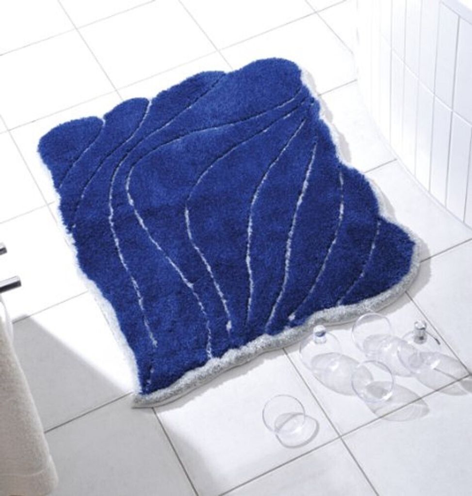 Nicol Badematte Badteppich Badvorleger Duschvorleger Badezimmerteppich 80x100cm Yasmin-blau/Silber