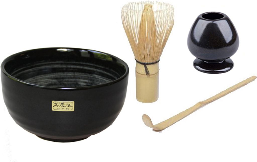 Matcha Schale Matcha Set "Aqua" PLUS Matcha Besen PLUS Matcha Löffel PLUS Matcha Halter von Quertee