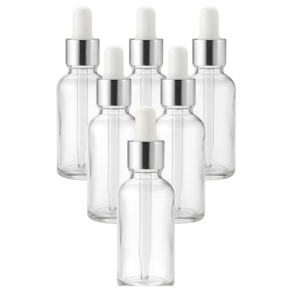 gouveo 6er Set Pipettenflaschen 50 ml aus Klarglas - Leere Produktbild 
