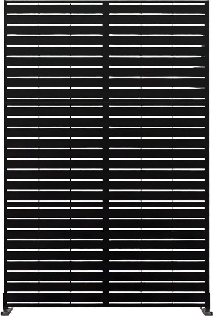 Metall Sichtschutz Garten – Privatsphäre Paravent Outdoor 3-teilig 183 cm Schwarz – Raumteiler für Garten & Terrasse