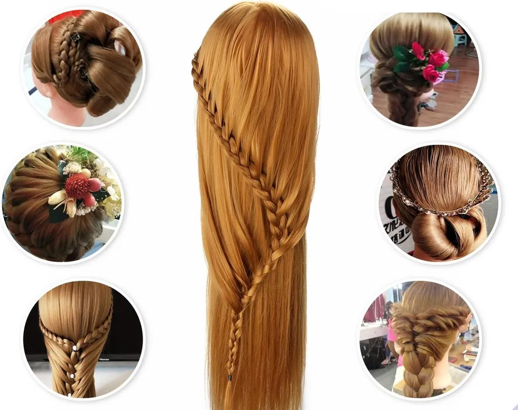 Apprendre la coiffure facilement : Tête d'exercice 70 cm avec support - 2