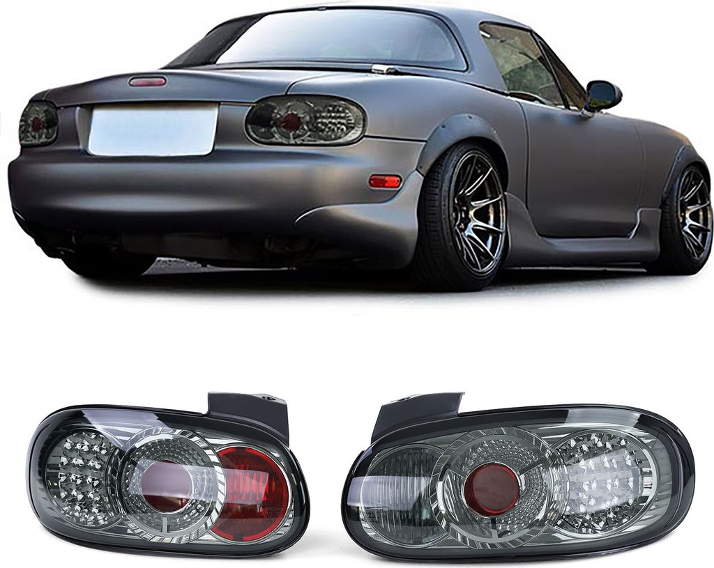 LED Klarglas Rückleuchten Schwarz BlackChrome für Mazda MX5 Produktbild 