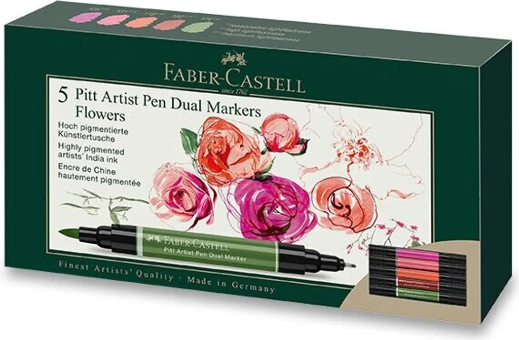 Set 5 Pitt Artist Pen Dual Marker Flowers per Lettering e Bujo