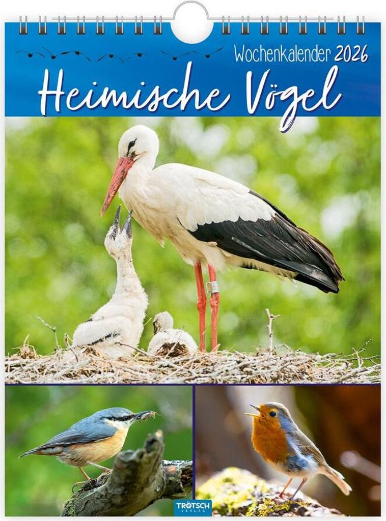 Trötsch Wochenkalender zum Hängen Heimische Vögel 2026