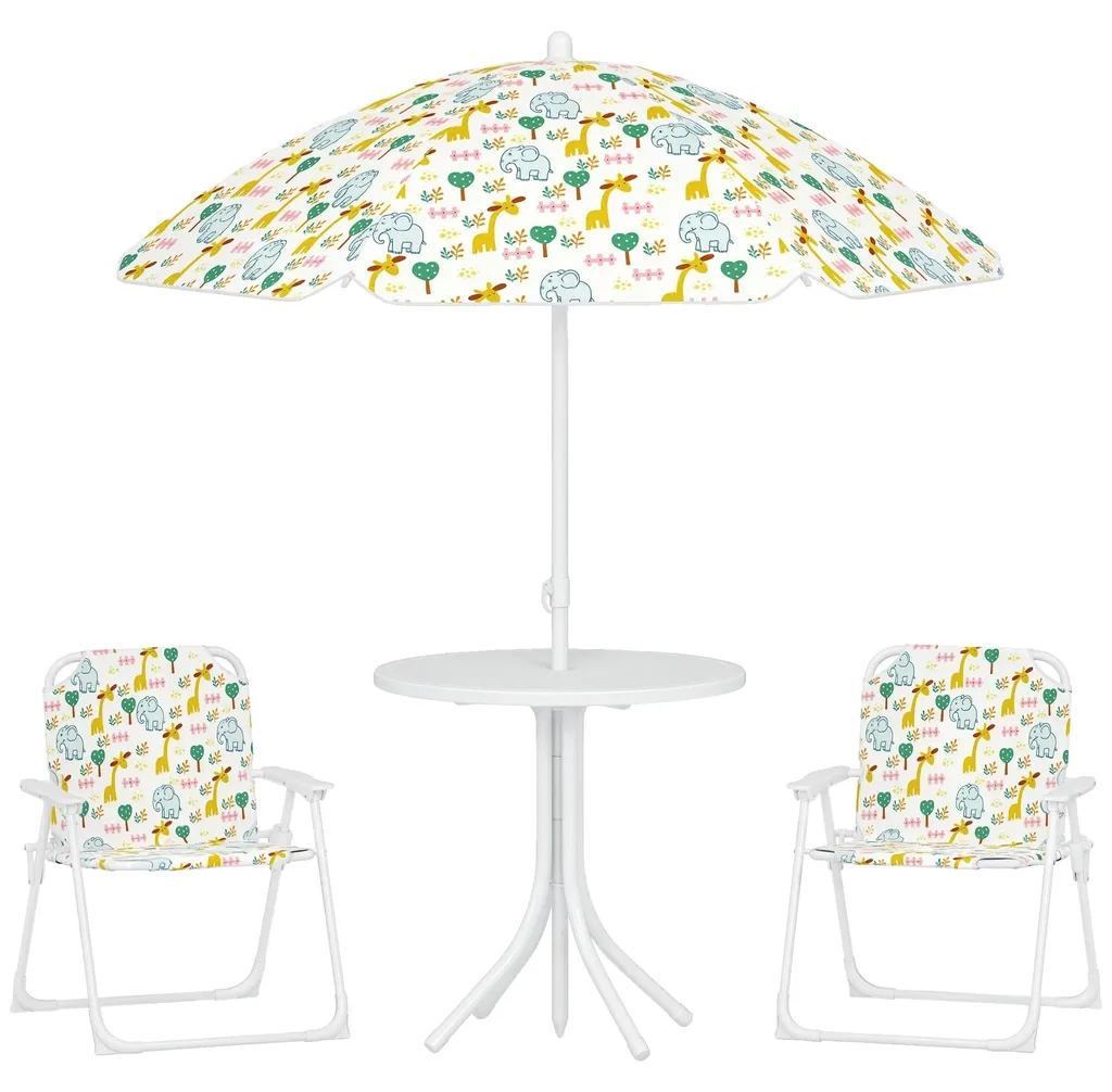 Protéger vos enfants du soleil : Salon de jardin blanc pliable complet