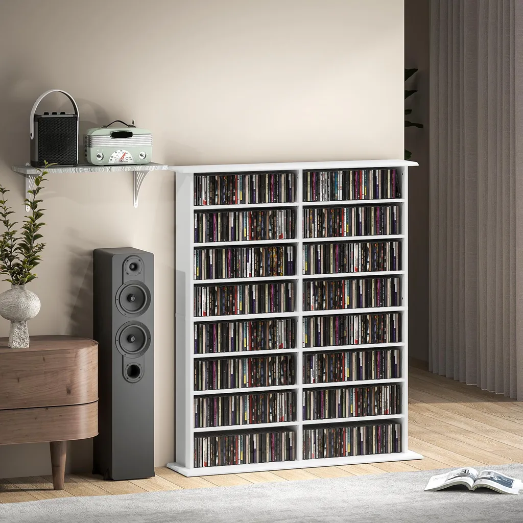 Meuble de Salon pour Ranger 720 CD et DVD - Solution Stockage Blanche - 11