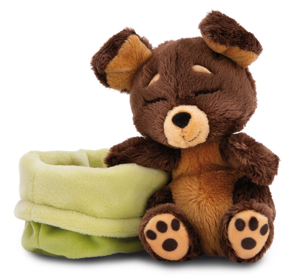 Kuscheltier Sleeping Pets brauner Hund 12cm im grünen Produktbild 