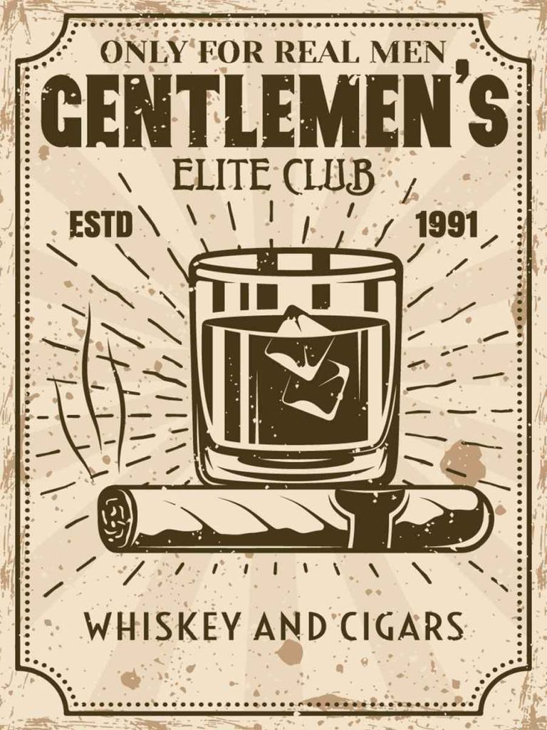 vianmo Holzschild 40x30 cm Whiskey Cigars elite club real Produktbild 