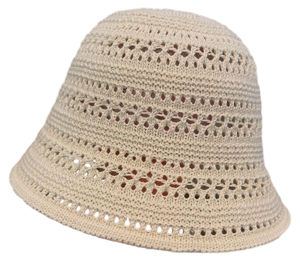 Basin Hat, handgehäkelt, hohles Design, Fischerhut mit kurzer Krempe, UV-Schutz, Sommer-Reisehut, Kopfbedeckung