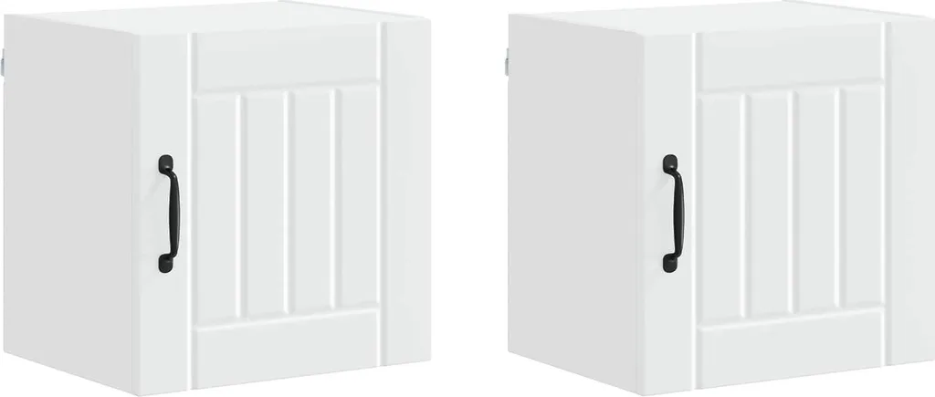 Mobiletto Pensile Cucina 2 Pz Bianco 40x31x40 cm Legno Ingegnerizzato