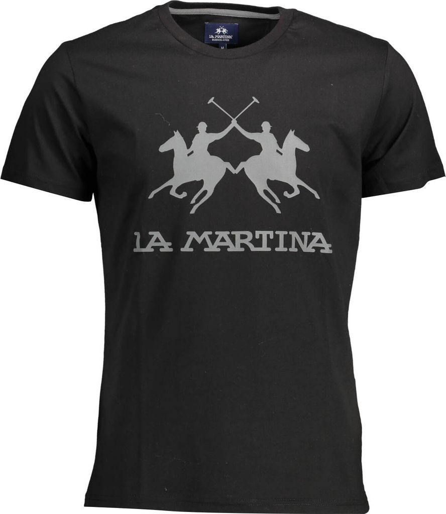 LA MARTINA Schwarz T-Shirt mit Reiter-Logo : Größe - XL Größe: XL
