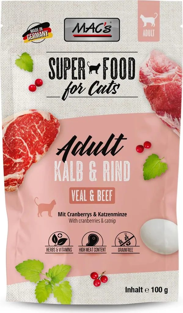 MAC's Cat Pouch Kalb, Rind & Cranberry 100gx12