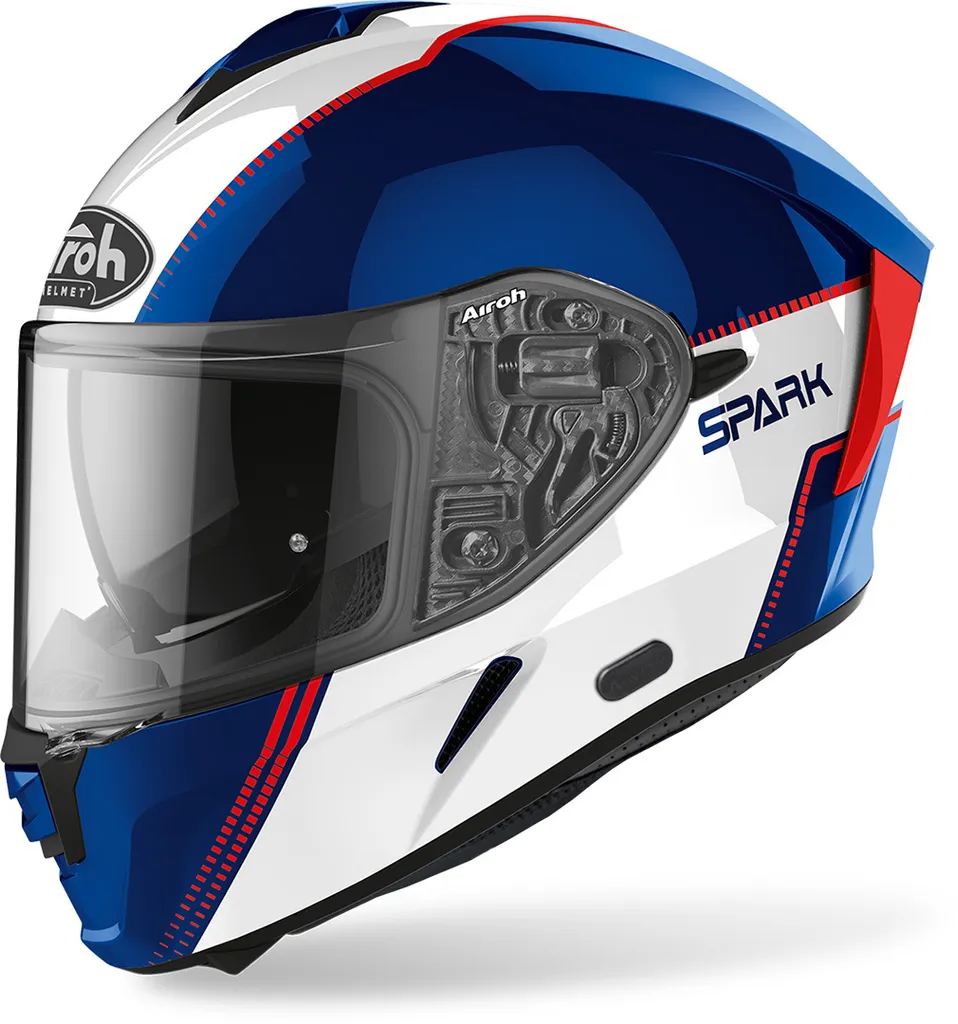 Casque Airoh Spark Flow avec Écran Solaire Intégré Bleu Rouge T. S