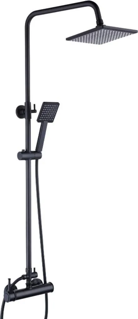 Set de douche pluie noir mat 20cm - Système ergonomique pour gaucher