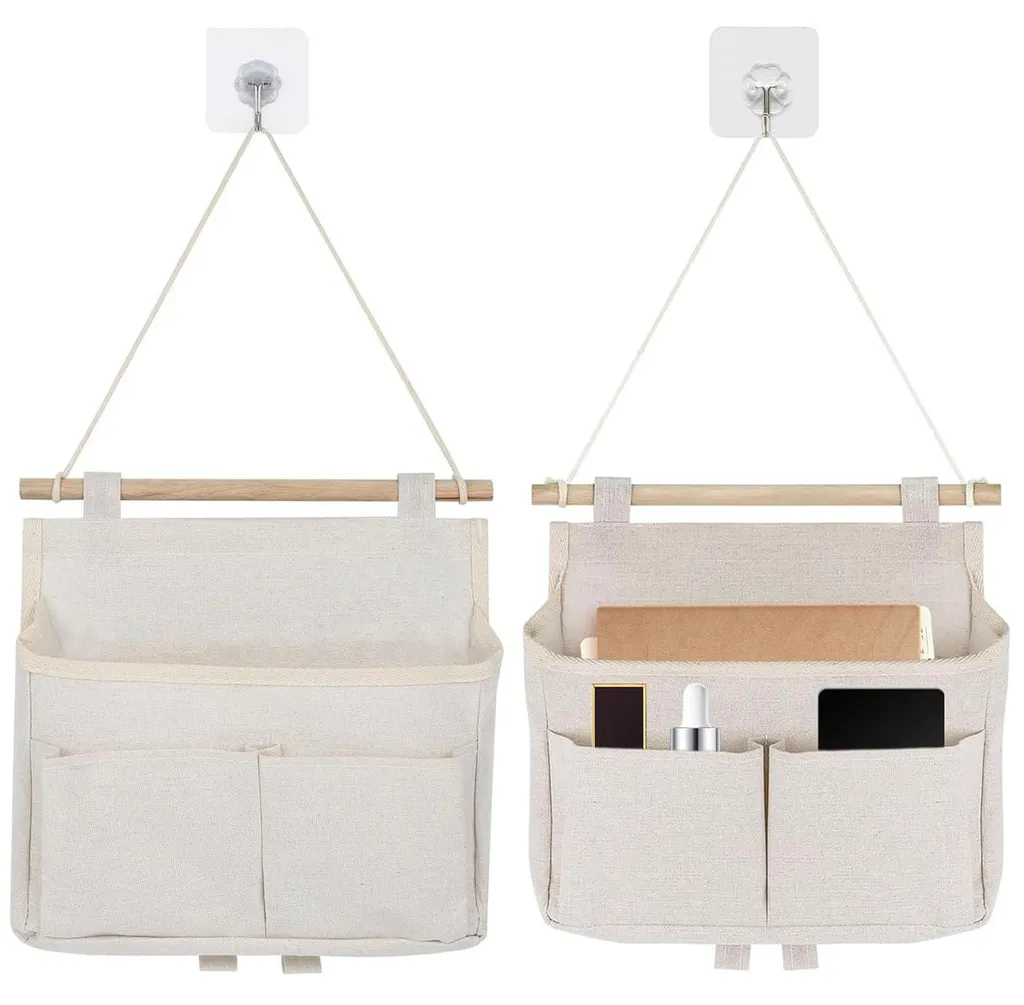 Organiseur mural pour bureau et maison en lin blanc gain de place
