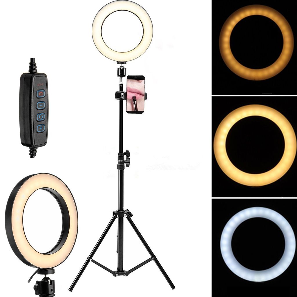 LED Dimmbar Ringleuchte Ringlicht mit Handy Stativ für Live YouTube Makeup DE 