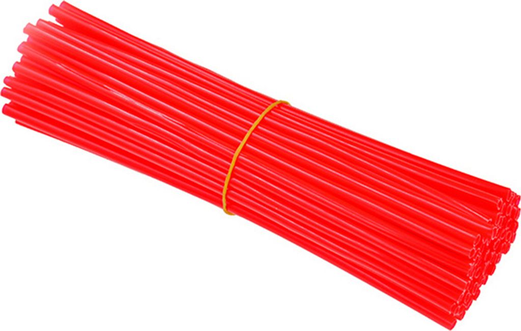 36 Stueck Fahrrad Motorrad Rad Speichenwickel Felge Hautabdeckung Schutz Motocross Kits Rot 17cm