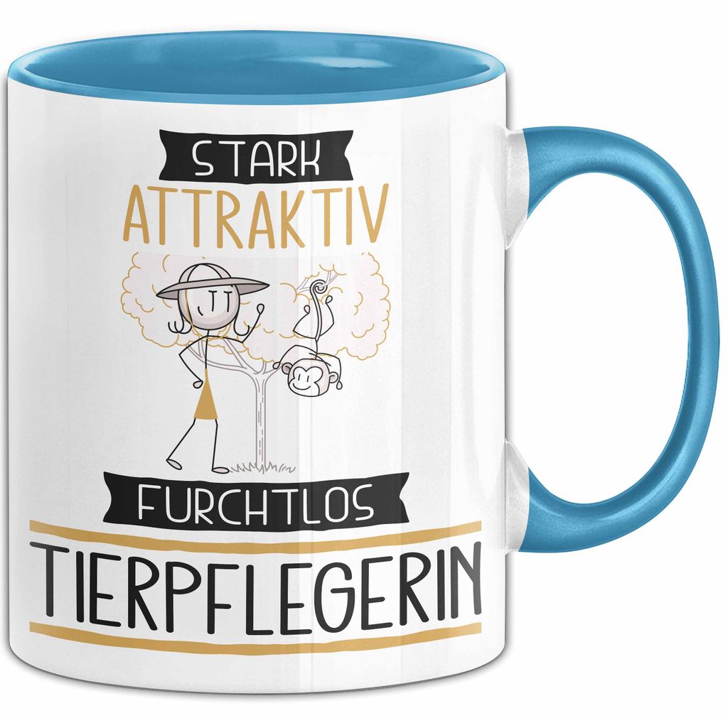 Tierpflegerin Tasse Geschenk Becher Stark Attraktiv Furchtlos Tierpflegerin Lustige Geschenkidee (Blau)