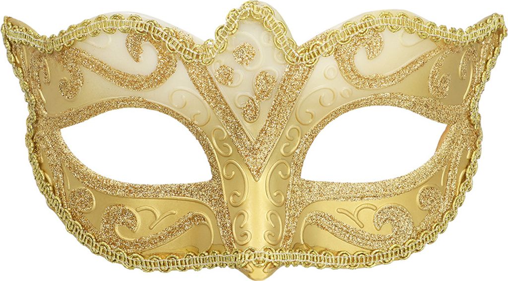 Masque vénitien en plastique doré Image du produit 