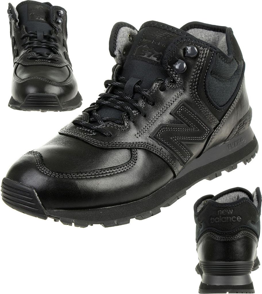 New Balance Herren 574 Lederstiefel, Schwarz 45 EU