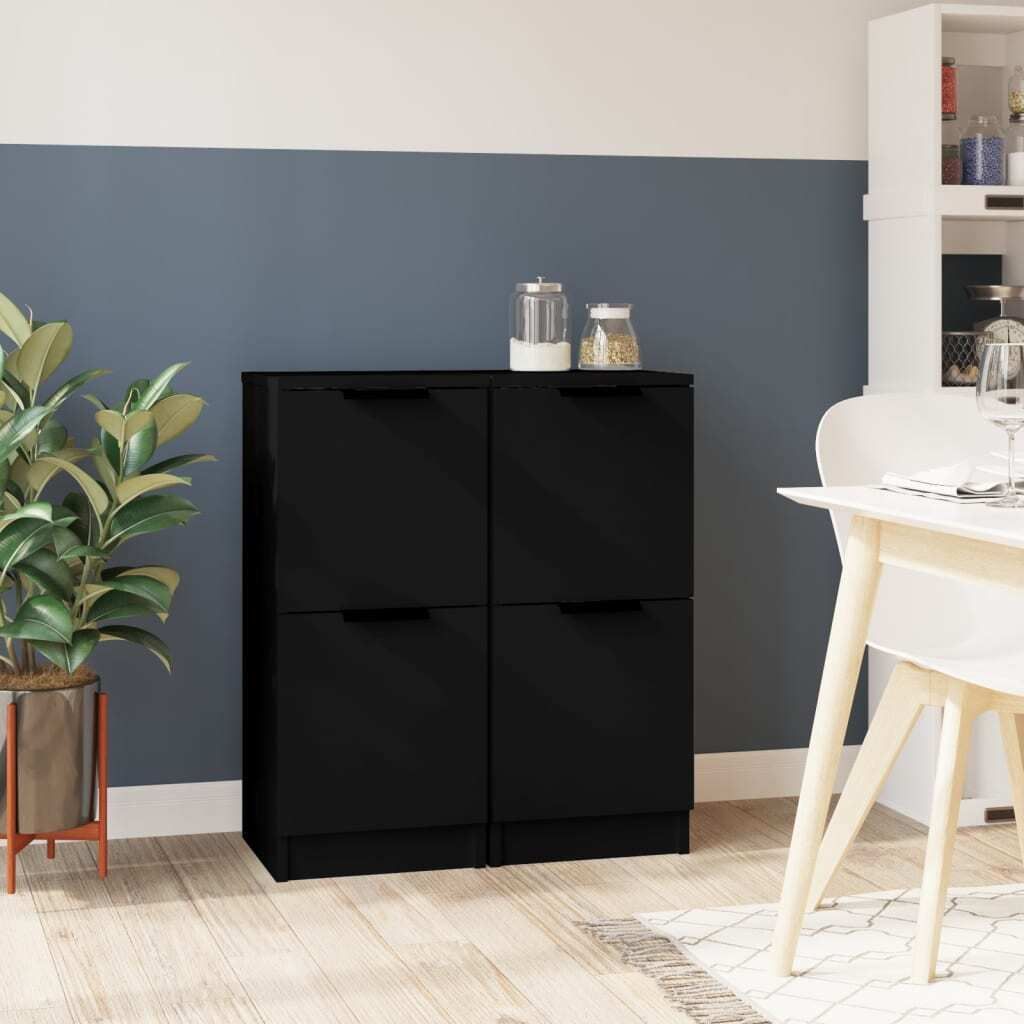 Maison Exclusive - Sideboards 2 Stk. Schwarz 30x30x70 cm Holzwerkstoff
