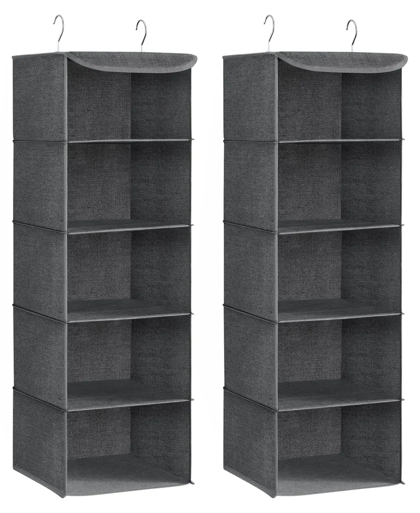 Rangement suspendu anti-affaissement - Lot de 2 gris avec bambou