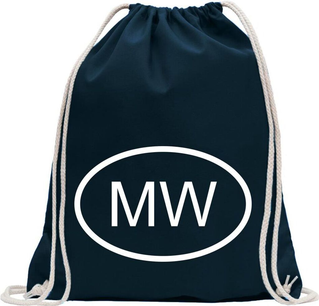 Kiwistar - Turnbeutel - dunkelblau - Malawi MW - Fun Rucksack Sport Beutel Gymsack Baumwolle mit Ziehgurt