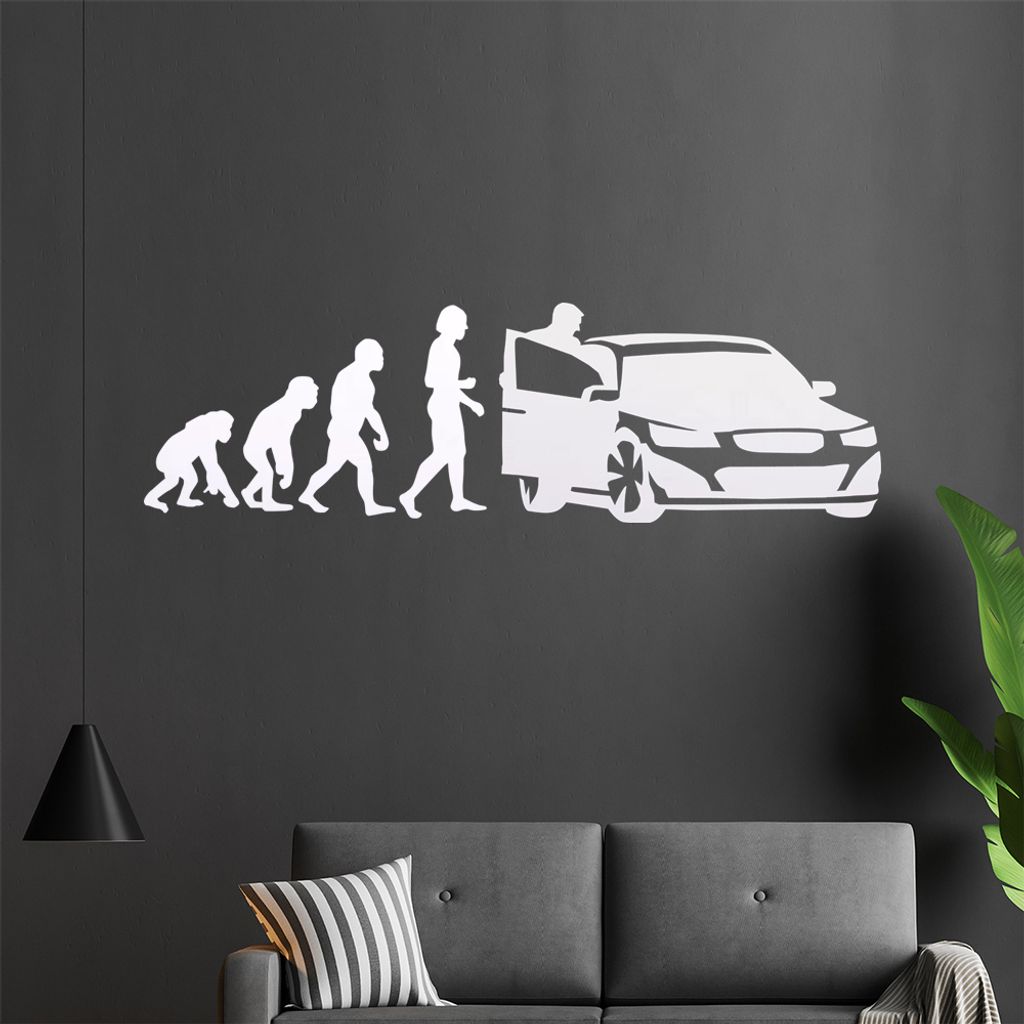 KIWISTAR Evolution - Menschheit Auto Biologie Wandtattoo in 6 Größen - Wandaufkleber Wall Sticker - Dekoration, Küche, Wohnzimmer, Schlafzimmer,...